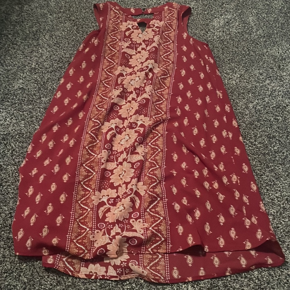 Xhilaration Floral Pattern Dress Red and Orange Women’s Small Sleeveless - Picture 3 of 3